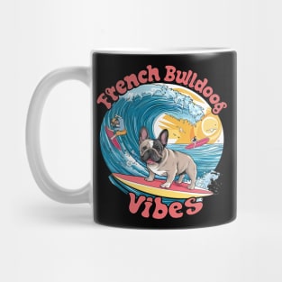 French Bulldog Surfing Tropical Wave Mug